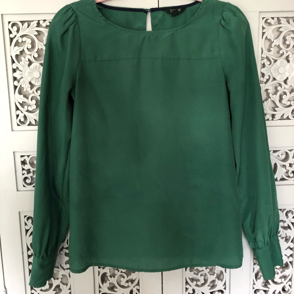 XS J Crew emerald green blouse. Easy care